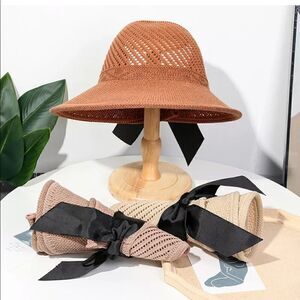 Coffee Foldable Wide Brim Roll Up Visor Hat